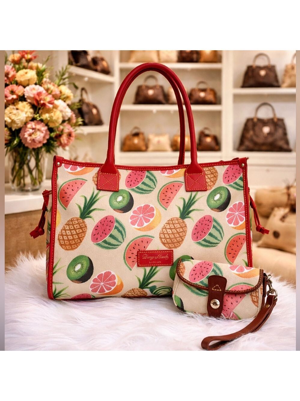 Dooney & Bourke Tropical Fruit Ambrosia Hand Shoulder Tote Wristlet Bag